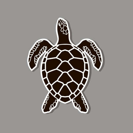 Black sea turtle icon isolated on gray backgroundのイラスト素材