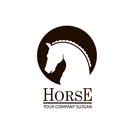 monochrome emblem of a horse head on white backgroundのイラスト素材