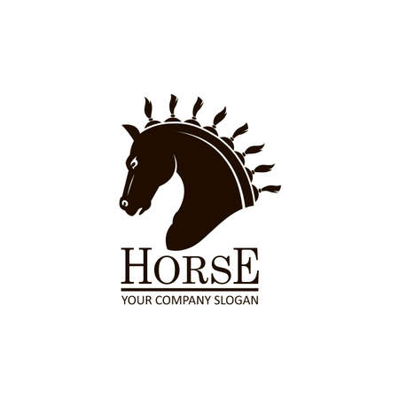 monochrome emblem of a horse head on white backgroundのイラスト素材