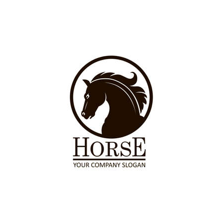 monochrome emblem of a horse head on white backgroundのイラスト素材