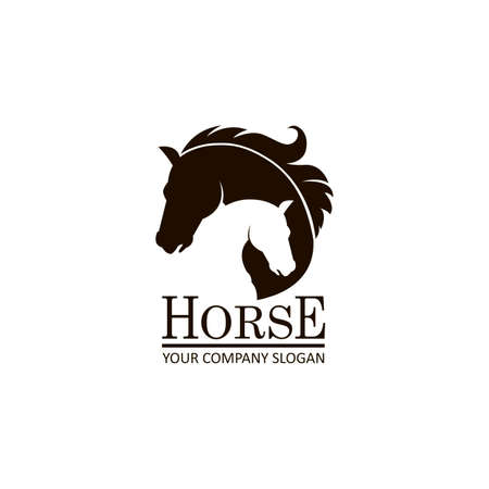 monochrome emblem of a horse head on white backgroundのイラスト素材