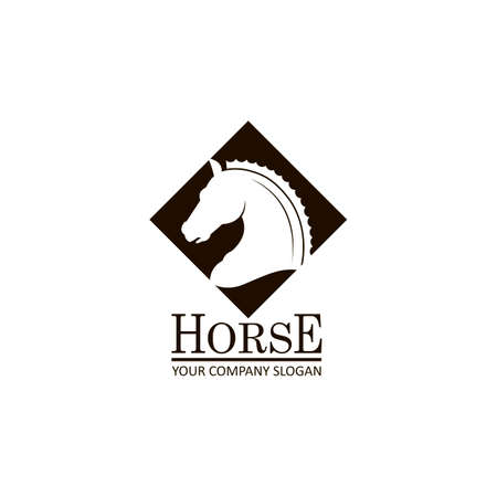 monochrome emblem of a horse head on white backgroundのイラスト素材