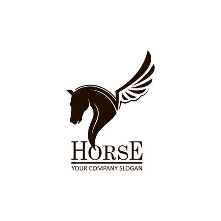 monochrome emblem of a horse head on white backgroundのイラスト素材