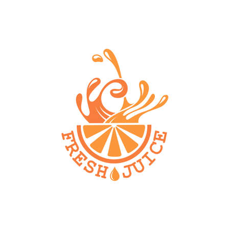 Colorful orange fresh juice emblem on white background.のイラスト素材