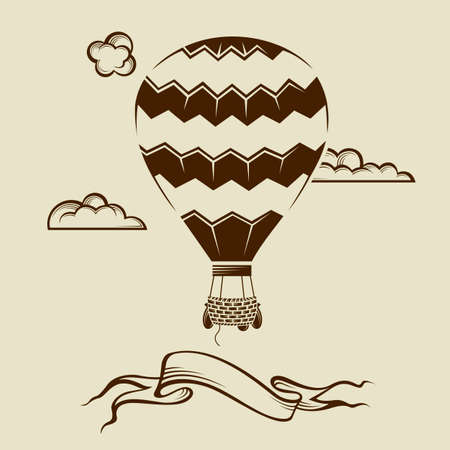 vintage hot air balloon image with cloudsのイラスト素材