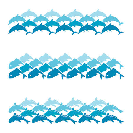 Collection in form of fish and dolphinのイラスト素材