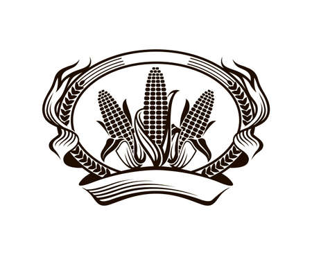 black farm corn vegetable emblemのイラスト素材