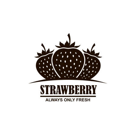 Emblem of black strawberries on white background.のイラスト素材