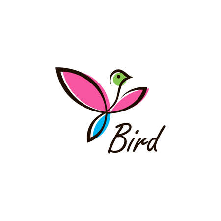abstract flying bird icon on a white backgroundのイラスト素材