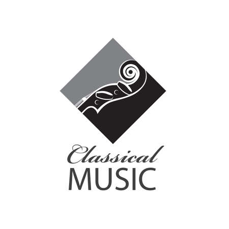 abstract monochrome icon of violin with textのイラスト素材