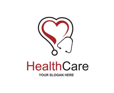 abstract medical halth care icon with stethoscope and heartのイラスト素材