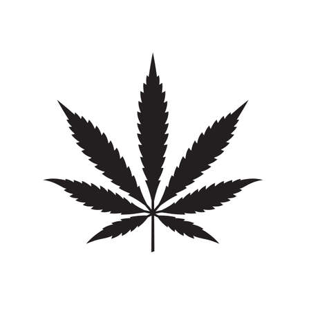 black silhouette of marijuana or cannabis leaf isolated on white backgroundのイラスト素材