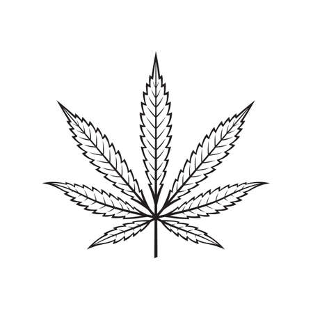illustration of marijuana or cannabis leaf isolated on white backgroundのイラスト素材