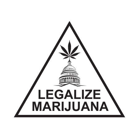 illustration of marijuana or cannabis leaf on capitol buildingのイラスト素材