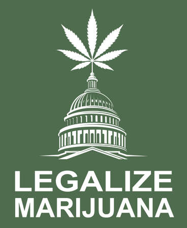 illustration of marijuana or cannabis leaf on capitol buildingのイラスト素材