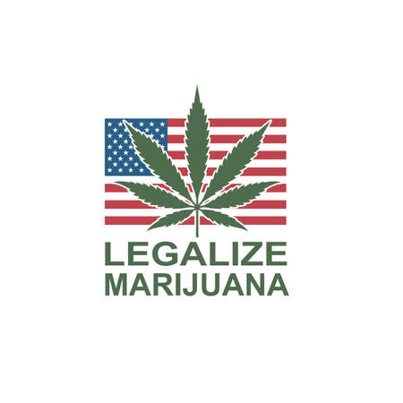 illustration of marijuana or cannabis leaf on usa flagのイラスト素材