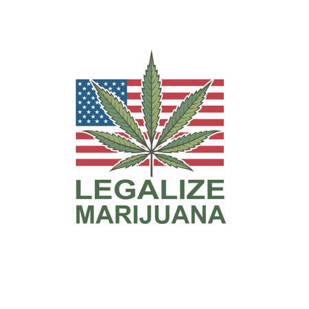illustration of marijuana or cannabis leaf on usa flagのイラスト素材