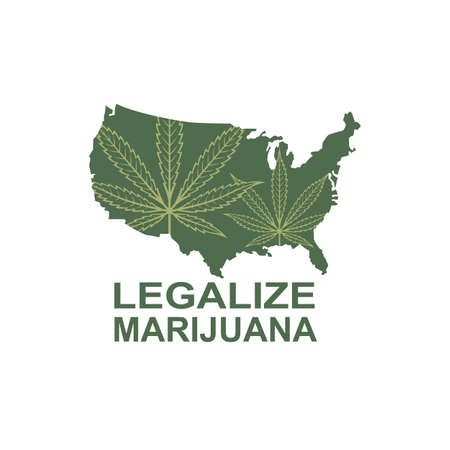 illustration of marijuana or cannabis leaf on usa mapのイラスト素材
