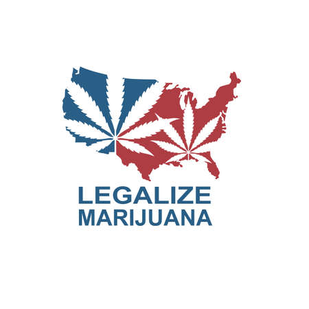 illustration of marijuana or cannabis leaf on usa mapのイラスト素材