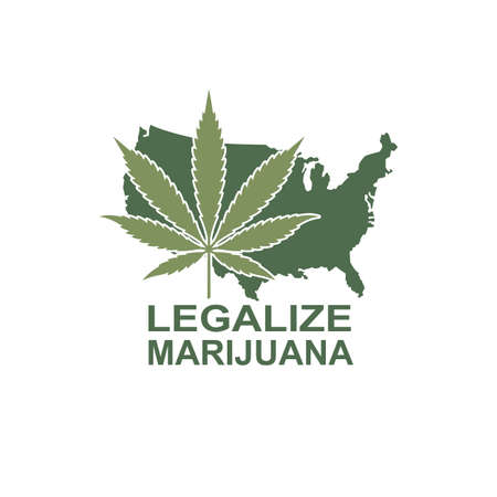 illustration of marijuana or cannabis leaf on usa mapのイラスト素材
