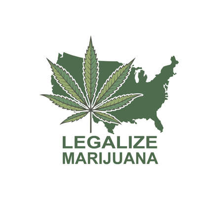 illustration of marijuana or cannabis leaf on usa mapのイラスト素材