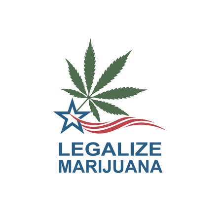 illustration of marijuana or cannabis leaf on usa flagのイラスト素材