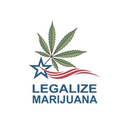 illustration of marijuana or cannabis leaf on usa flagのイラスト素材