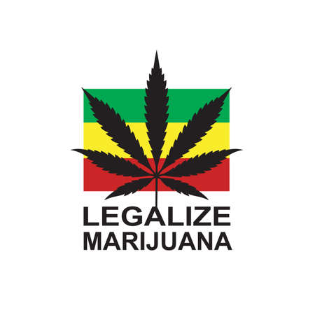 illustration of marijuana or cannabis leaf on rastafarian flagのイラスト素材