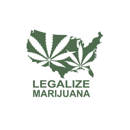 illustration of marijuana or cannabis leaf on usa mapのイラスト素材