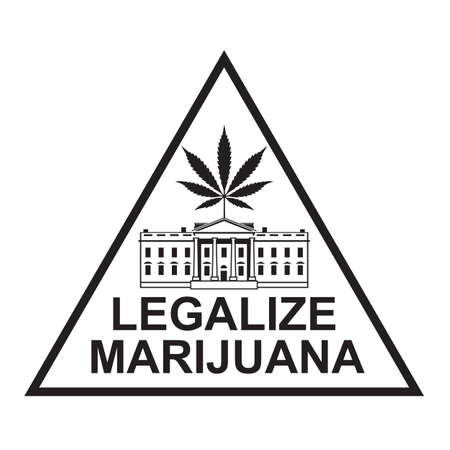 illustration of marijuana or cannabis leaf on white houseのイラスト素材