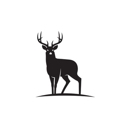 emblem of black deer isolated on white backgroundのイラスト素材