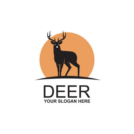 emblem of black deer isolated on white backgroundのイラスト素材