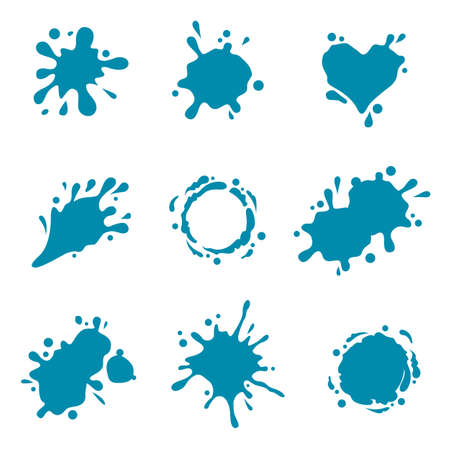 collection with abstract symbols of blue water splashのイラスト素材