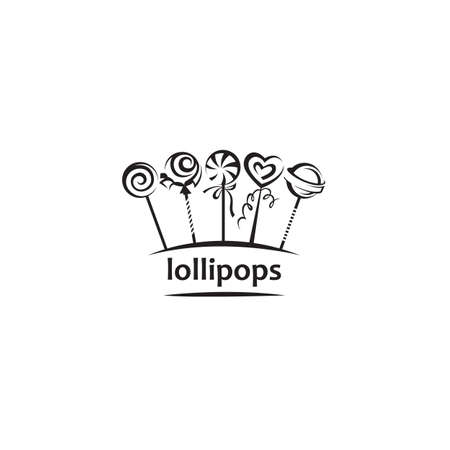 Emblem with a collection of different black lollipopsのイラスト素材