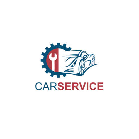 emblem of auto parts and repair service isolated on white backgroundのイラスト素材