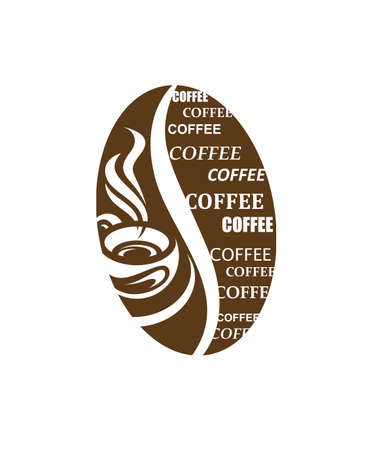 Image of coffee bean and cup label isolated on white backgroundのイラスト素材