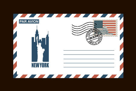 postal envelope design with american symbols on black backgroundのイラスト素材