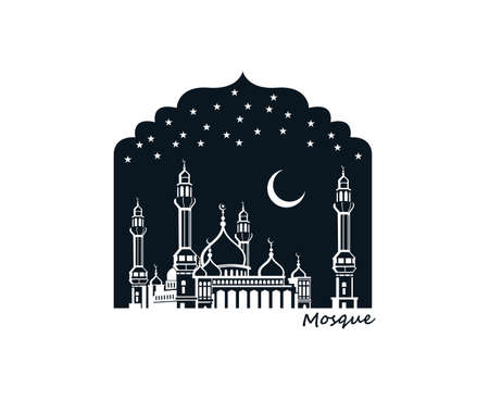 illustration of islamic mosque building isolated on white backgroundのイラスト素材