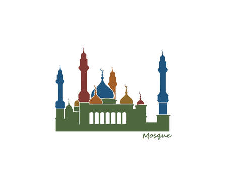 illustration of islamic mosque building isolated on white backgroundのイラスト素材