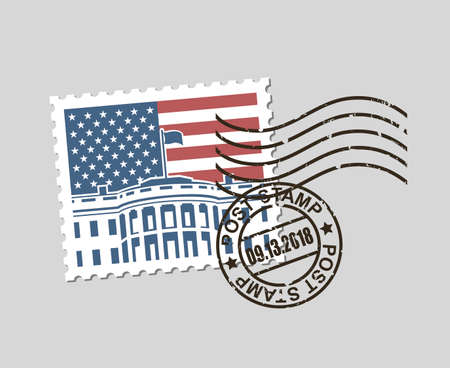 postage stamp with american symbolのイラスト素材