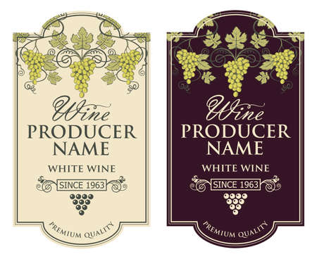 collection of vintage labels for wine bottlesのイラスト素材
