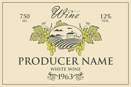 wine bottle labelのイラスト素材
