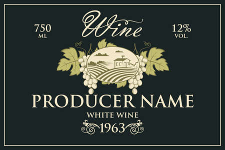 wine bottle labelのイラスト素材