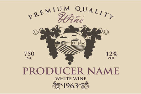 wine bottle labelのイラスト素材