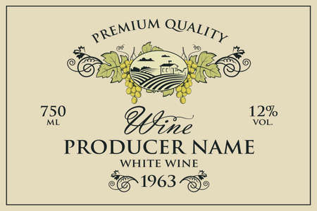 wine bottle labelのイラスト素材