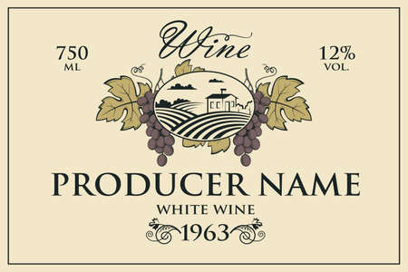wine bottle labelのイラスト素材