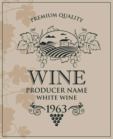 wine bottle labelのイラスト素材