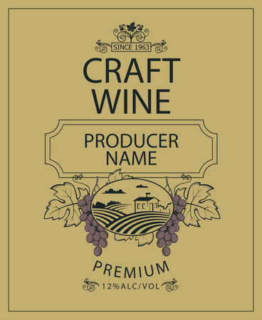 wine bottle labelのイラスト素材