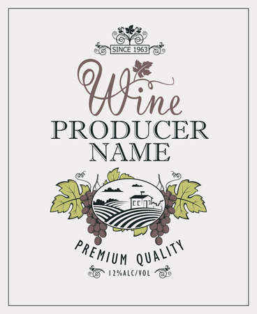 wine bottle labelのイラスト素材