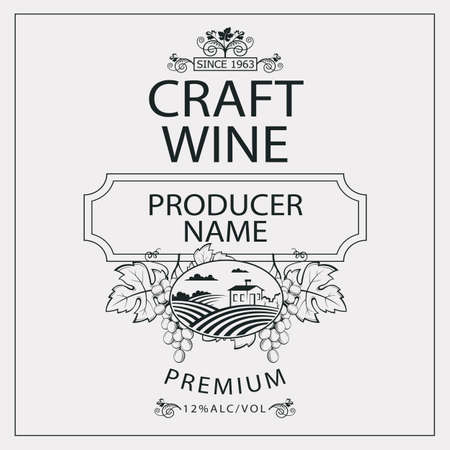 wine bottle labelのイラスト素材